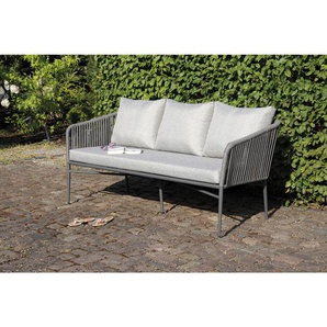 Ambia Garden Loungegarnitur, Anthrazit, Grau, Dunkelgrau, Metall, Kunststoff, 185x65x75 cm, UV-beständig, wetterfest, geeignet für Balkon,