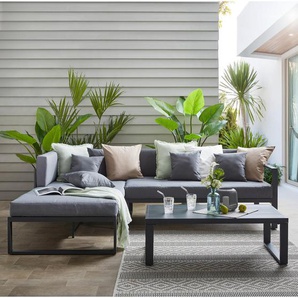 Ambia Garden Loungegarnitur, Anthrazit, Grau, Metall, Textil, Füllung: Schaumstoff,Komfortschaum,Komfortschaum, Ottomane links, L-Form, 248x180 cm,