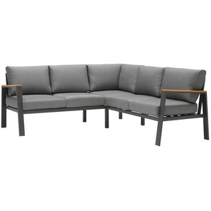 Ambia Garden Loungegarnitur, Anthrazit, Grau, Natur, Holz, Metall, Textil, 12-teilig, Eukalyptusholz, massiv, Füllung: Schaumstoff,Komfortschaum,