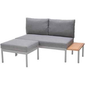 Ambia Garden Loungegarnitur, Anthrazit, Natur, Hellgrau, Holz, Metall, Textil, Eukalyptusholz, Hartholz, L-Form, einzeln stellbar, 150x110 cm,