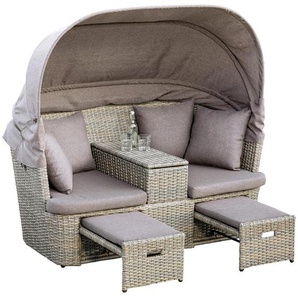 Ambia Garden Loungegarnitur , Beige , Metall, Kunststoff, Textil , 7-teilig , Füllung: Schaumstoff , 163x155x95 cm , Loungemöbel, Loungemöbel-Sets