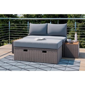 Ambia Garden Loungegarnitur, Braun, Grau, Akazie, Holz, Metall, Kunststoff, Textil, Akazie, massiv, Füllung: Polyester, einzeln stellbar, 113x72x62.5 cm, Loungemöbel, Gartenlounge-Sets