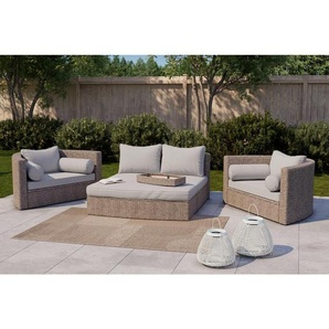 Ambia Garden Loungegarnitur, Braun, Grau, Metall, Kunststoff, Textil, Füllung: Polyester, rostfrei, Loungemöbel, Gartenlounge-Sets
