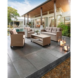 Ambia Garden Loungegarnitur, Grau, Beige, Metall, Kunststoff, Textil, 11-teilig, Füllung: Schaumstoff, eckig, 124x76x67 cm, Loungemöbel,