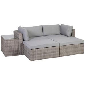 Ambia Garden Loungegarnitur, Grau, Metall, Glas, Textil, 93x65x71 cm, Loungemöbel, Loungemöbel-Sets