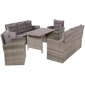 Ambia Garden Loungegarnitur, Grau, Metall, Kunststoff, 5-teilig, Füllung: Komfortschaum,Komfortschaum, einzeln stellbar, rund, 120x70x66 cm,