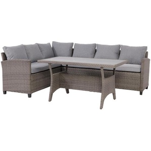 Ambia Garden Loungegarnitur, Grau, Metall, Kunststoff, Textil, 3-teilig, 234x178 cm, UV-beständig, Loungemöbel, Loungemöbel-Sets