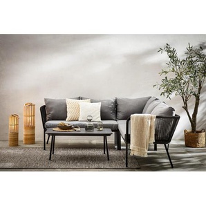 Ambia Garden Loungegarnitur, Grau, Schwarz, Metall, Kunststoff, Textil, Füllung: Schaumstoff,Polyester, Eckteil, einzeln stellbar, 210x72x210 cm,
