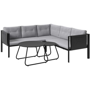 Ambia Garden Loungegarnitur, Grau, Schwarz, Metall, Textil, 5-teilig, Füllung: Schaumstoff,Polyester, 186.5x186.5 cm, Loungemöbel, Loungemöbel-Sets