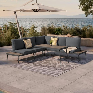 Ambia Garden Loungegarnitur, Natur, Dunkelgrau, Metall, Kunststoff, Textil, 4-teilig, Füllung: Schaumstoff,Polyester, 226x226 cm, rostfrei,