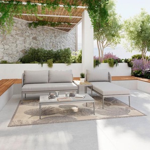 Ambia Garden Loungegarnitur Teile einzeln stellbar, Anthrazit, Grau, Metall, Kunststoff, Glas, Textil, 4-teilig, Füllung: Schaumstoff,Polyester,