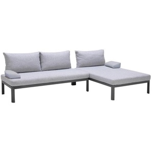 Ambia Garden Loungesofa, Anthrazit, Hellgrau, Metall, Textil, 3-4-Sitzer, Füllung: Polyester, 275x140 cm, Loungemöbel, Gartensofas