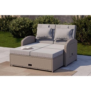 Ambia Garden Loungesofa, Grau, Metall, Kunststoff, Textil, 4-Sitzer, Füllung: Schaumstoff,Schaumstoff,Baumwolle (recycelt), einzeln stellbar,