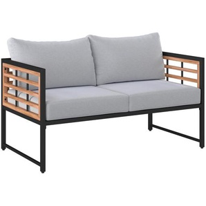 Ambia Garden Loungesofa, Natur, Schwarz, Holz, Metall, Textil, Akazie, vollmassiv, 125x67.5x63.5 cm, Loungemöbel, Gartensofas