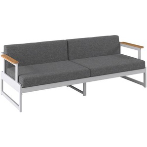 Ambia Garden Loungesofa, Weiß, Holz, Metall, Akazie, Hartholz, 2-Sitzer, Füllung: Baumwollfüllung, Vlies, Komfortschaum,Baumwollfüllung, Vlies,