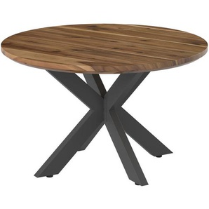 Ambia Garden Loungetisch, Akazie, Holz, Metall, Akazie, vollmassiv, rund, 80x45x80 cm, wetterfest, Loungemöbel, Loungetische