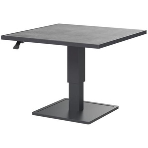 Ambia Garden Loungetisch, Dunkelgrau, Metall, Glas, quadratisch, eckig, 90x67x90 cm, höhenverstellbar, Loungemöbel, Loungetische