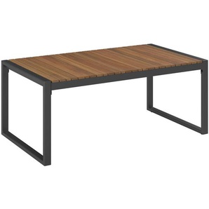 Ambia Garden Loungetisch, Grau, Holz, Metall, Akazie, Hartholz, rechteckig, Flachrohr, 110x45x62 cm, Loungemöbel, Loungetische