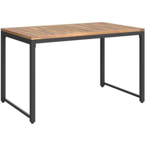 Ambia Garden Loungetisch, Natur, Schwarz, Holz, Metall, Akazie, vollmassiv, rechteckig, 100x42x60 cm, Loungemöbel, Loungetische