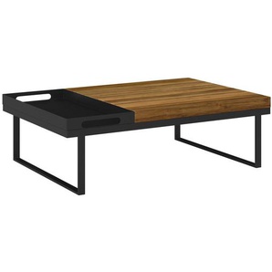 Ambia Garden Loungetisch, Schwarz, Akazie, Holz, Metall, Akazie, massiv, rechteckig, 105x32x70 cm, Loungemöbel, Loungetische