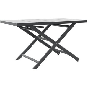 Ambia Garden Loungetisch stufenlos höhenverstellbar, Grau, Metall, rechteckig, eckig, 140x40-71x75 cm, höhenverstellbar, Loungemöbel, Loungetische