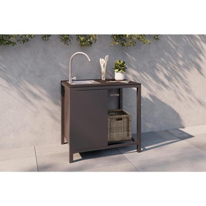 Ambia Garden Outdoorküche, Anthrazit, Metall, Kunststoff, einzeln stellbar, 90x84x61.5 cm, Gartenmöbel, Outdoor-Küchen