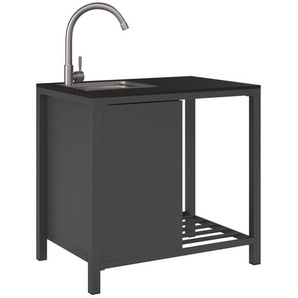 Ambia Garden Outdoorküche, Anthrazit, Metall, Kunststoff, einzeln stellbar, 90x84x61.5 cm, Gartenmöbel, Outdoor-Küchen
