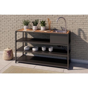 Ambia Garden Outdoorküche, Grau, Natur, Metall, Kunststoff, einzeln stellbar, 150x90x50 cm, Grills & Outdoor-Küchen