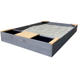Ambia Garden Sandkasten, Braun, Grau, Holz, Hemlocktanne, 115x21.8x180 cm, unisex, EN 71, CE, FSC 100%, hoher Rand, Outdoor Spielzeug, Sandkästen