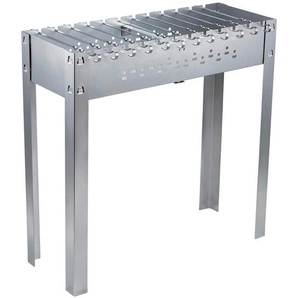 Ambia Garden Schaschlikgrill Schaschlikgrill Magnal XL, Silber, Metall, 80x80x30 cm, Grillspießvorrichtung, Grills, Holzkohlegrills