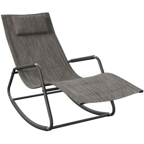 Ambia Garden Schaukelliege, Anthrazit, Grau, Metall, Textil, Füllung: Komfortschaum, 57x81x143 cm, Gartenmöbel, Gartenliegen