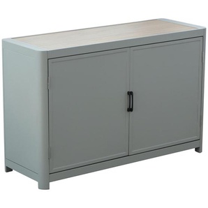 Ambia Garden Sideboard, Hellgrau, Teak, Metall, 1 Fächer, 135.5x87.5x48.5 cm, stehend, für den Außenbereich geeignet, Wohnzimmer, Kommoden &