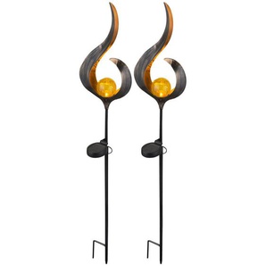 Ambia Garden Solarleuchte, Bronze, Metall, Glas, 2-teilig, 90 cm, RoHS, mit Schalter, Lampen & Leuchten, Außenbeleuchtung, Solarleuchten
