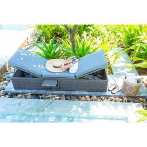 Ambia Garden Sonnenliege, Grau, Metall, Kunststoff, Textil, Füllung: Komfortschaum, 196.5x33.5x87.5 cm, Auflage, stufenlos verstellbar, Gartenmöbel,