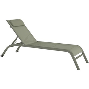 Ambia Garden Sonnenliege, Grün, Metall, Textil, Füllung: Schaumstoff, 198x34x87 cm, Rückenlehne verstellbar, Gartenmöbel, Gartenliegen