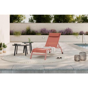 Ambia Garden Sonnenliege, Orange, Metall, Textil, Füllung: Schaumstoff, 198x34x87 cm, Rückenlehne verstellbar, Gartenmöbel, Gartenliegen