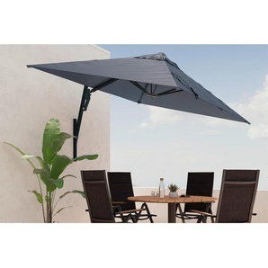 Ambia Garden Sonnenschirm, Grau, Dunkelgrau, Metall, Textil, 240x159x200 cm, wetterbeständig, geeignet für Balkon, Sonnen- & Sichtschutz, Sonnenschirme, Sonnenschirme rechteckig