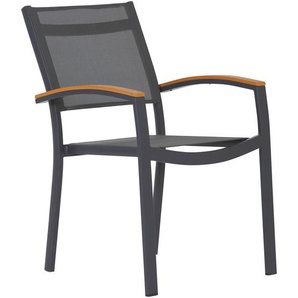Ambia Garden Stapelsessel, Anthrazit, Braun, Metall, Kunststoff, Textil, eckig, 66x86x56 cm, Gartenmöbel, Gartenstühle, Gartenstühle stapelbar