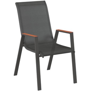 Ambia Garden Stapelsessel, Anthrazit, Natur, Metall, Textil, Flachrohr, 54x90x72 cm, Gartenmöbel, Gartenstühle, Gartenstühle stapelbar