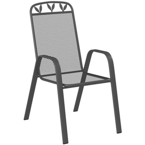 Ambia Garden Stapelsessel, Dunkelgrau, Metall, Flachrohr, 55x97x76 cm, stapelbar, Stühle