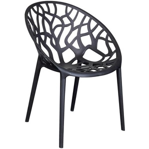 Ambia Garden Stapelstuhl, Schwarz, Kunststoff, rund, 60.5x79x58 cm, stapelbar, gastro- und objekttauglich, wetterbeständig, abwischbar, Gartenmöbel, Gartenstühle, Gartenstühle stapelbar