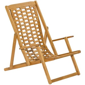 Ambia Garden Strandstuhl Aurora , Natur , Holz , Eukalyptusholz , massiv , 64x102x113 cm , klappbar , Gartenmöbel, Gartenstühle, Liegestühle
