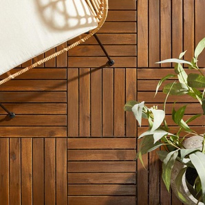 Ambia Garden Terrassenfliese 10-teilig, Schwarz, Dunkelbraun, Holz, Kunststoff, Akazie, massiv, 30x2.4x30 cm, Fsc, Gartenzubehör, Terrassen- &