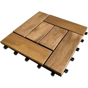 Ambia Garden Terrassenfliese 30X30Cm 10-Er Set, Akazie, Holz, Kunststoff, Akazie, massiv, 30x30x2.4 cm, Gartenzubehör, Terrassen- & Balkonböden, Terrassenfliesen