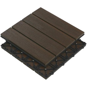 Ambia Garden Terrassenfliese, Braun, Holzwerkstoff, 30x2.4x30 cm, SGS-geprüft, Bsci, UV-beständig, Gartenzubehör, Terrassen- & Balkonböden,