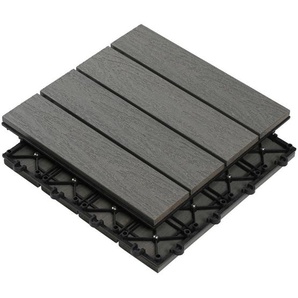 Ambia Garden Terrassenfliese, Grau, Holzwerkstoff, 30x2.4x30 cm, SGS-geprüft, rutschfest, Gartenzubehör, Terrassen- & Balkonböden, Terrassenfliesen