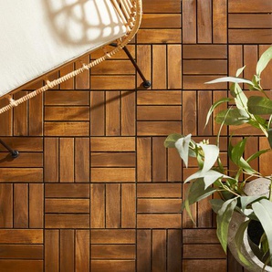 Ambia Garden Terrassenfliese, Schwarz, Dunkelbraun, Holz, Kunststoff, Akazie, massiv, 30x2.4x30 cm, Fsc, Gartenzubehör, Terrassen- & Balkonböden,