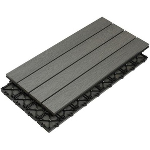 Ambia Garden Terrassenfliese, Silber, Dunkelgrau, Kunststoff, Holzwerkstoff, 60x2.4x30 cm, UV-beständig, Gartenzubehör, Terrassen- & Balkonböden