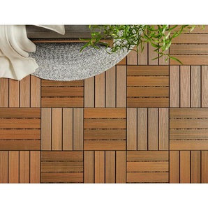 Ambia Garden Terrassenfliese, Teak, Metall, Kunststoff, Holzwerkstoff, 30x2.4x30 cm, SGS-geprüft, formstabil, witterungsbeständig, UV-beständig,