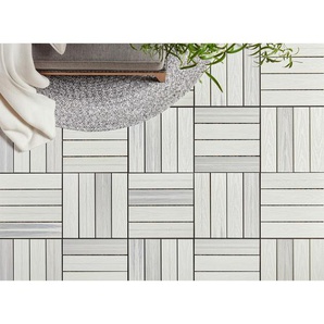 Ambia Garden Terrassenfliese, Weiß, Kunststoff, Holzwerkstoff, 30x2.4x30 cm, SGS-geprüft, formstabil, witterungsbeständig, UV-beständig, lichtunempfindlich, Gartenzubehör, Terrassen- & Balkonböden, Terrassenfliesen